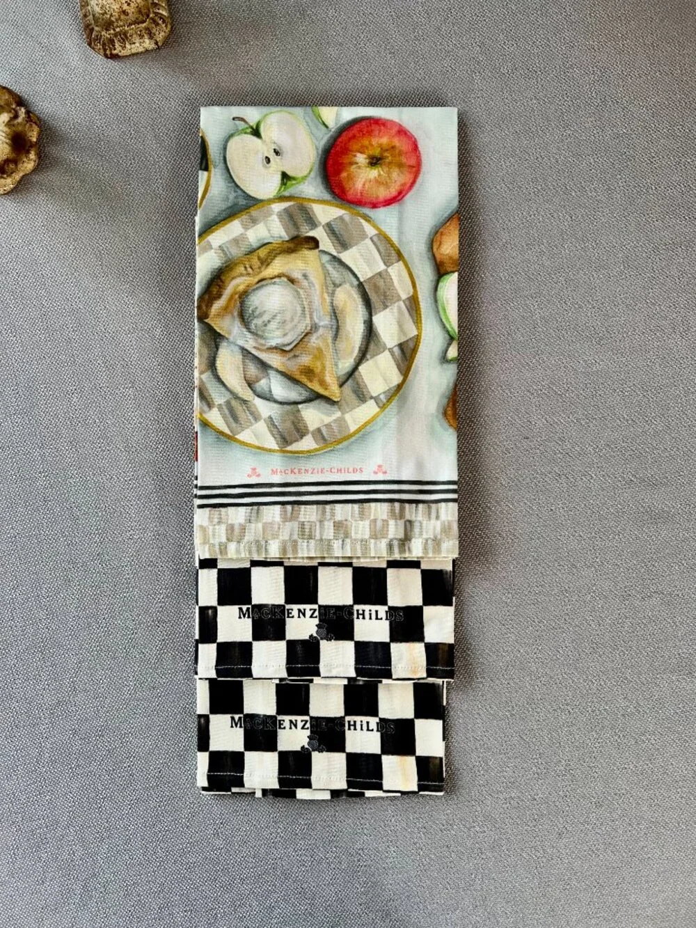 3 MacKenzie-Childs Courtly Check & Apple Pie Dish Towels